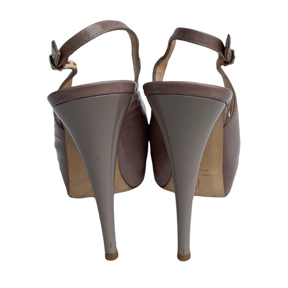 Giuseppe Zanotti Beige Patent Leather Peep Toe Slingback Platform Pump 38 1/2 - Picture 5 of 15